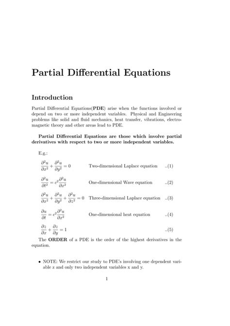 Partial Differential Equation Notes Pdf