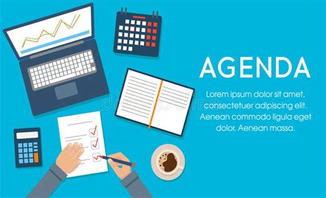 Agenda Banner On Overlapping Colorful Squares Stock Illustration