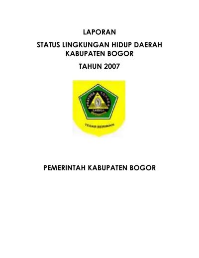 Laporan Status Lingkungan Hidup Daerah Kabupaten Bogor Tahun