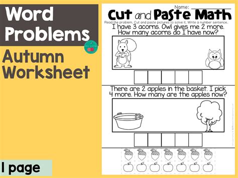 Cut And Paste Math Word Problems By Teach Simple