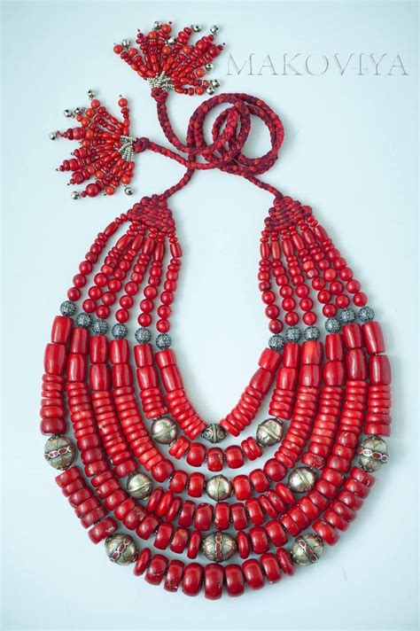 Traditional Ukrainian Coral Bead Necklace Namysto By Olga Troyan