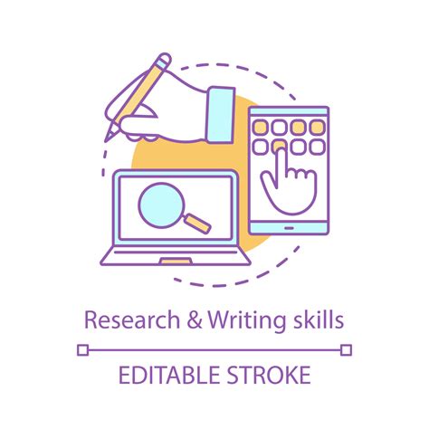 Research and writing skills concept icon. Copywriting idea thin line ...