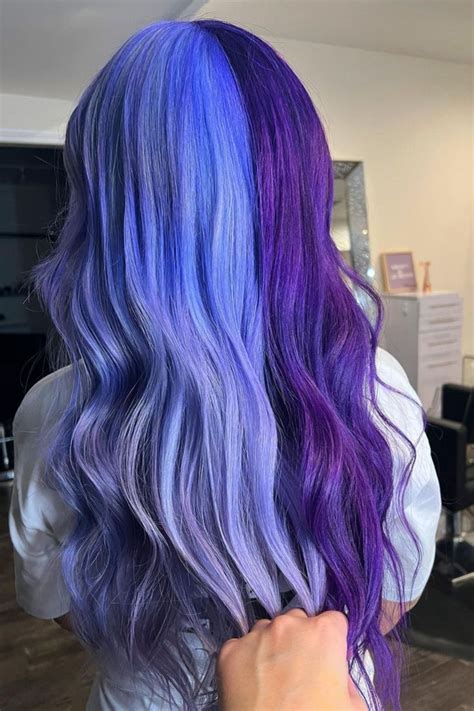 Double Purple Split Dye 😱 Arctic Fox Hair Color 💜 In 2024 Split Dyed Hair Blonde Hair Looks