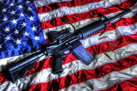 Rifle American Flag 4k Wallpaper