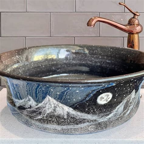 Ceramic Unique Wandb Wash Basin Bathroom Vessel Sink Above Etsy