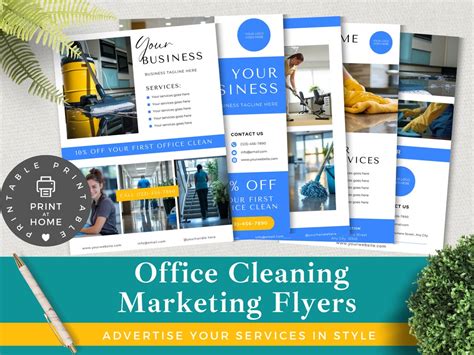 Office Cleaning Flyer Editable DIY Marketing Instant Download Set of 5 ...