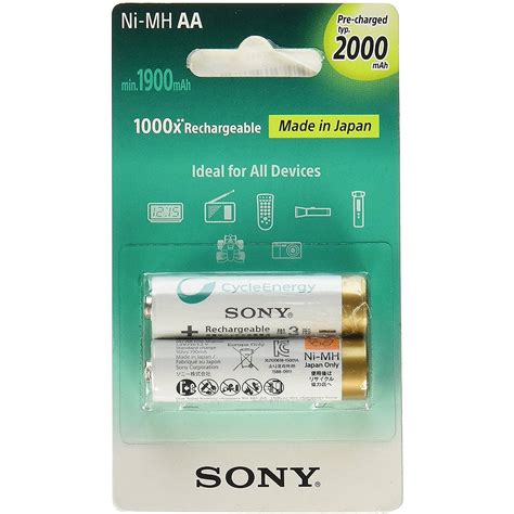 Sony Premium AA HR6 1900 MAh Rechargeable NiMh 2 Pc S NH AAB2KN