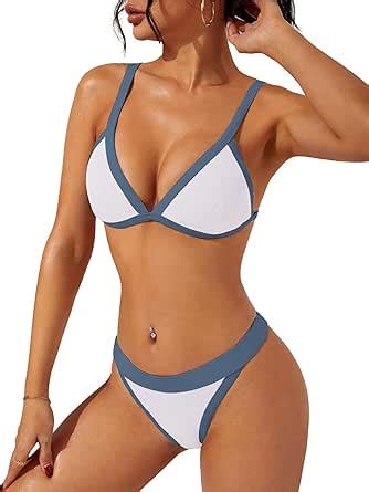 Amazon Swimall Women S Triangle Bikini Set Sexy Brazilian Sporty