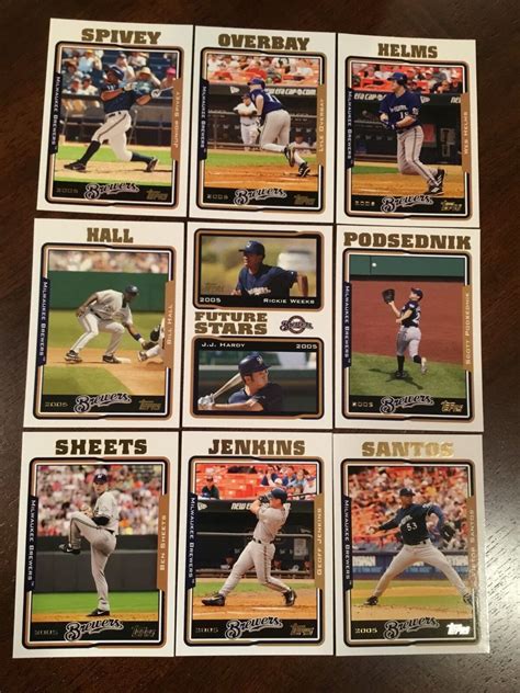 2005 Topps MILWAUKEE BREWERS Complete Team Set 16 OVERBAY HELMS