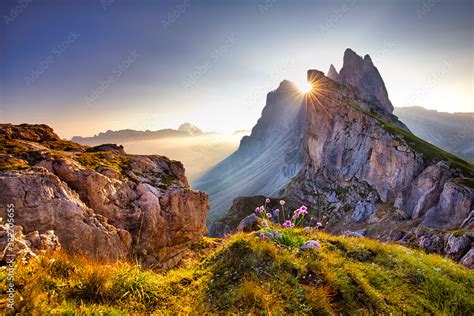 Amazing View On Seceda Peak Trentino Alto Adige Dolomites Alps South