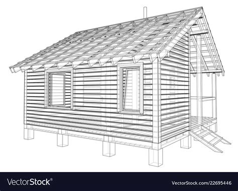 Sketch of small house rendering 3d Royalty Free Vector Image