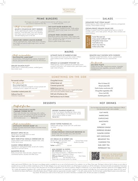 Carte et Menus 2024 - Miller & Carter - Chester à Chester | TheFork