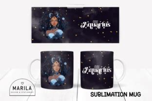 Aquarius Zodiac Sign Mug Sublimation Graphic By Marila Designs