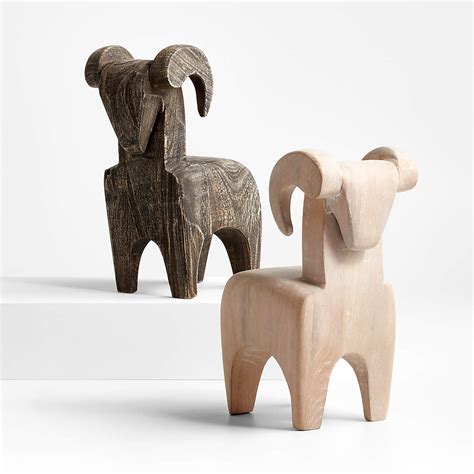 Wood Ram Sculptures Crate And Barrel