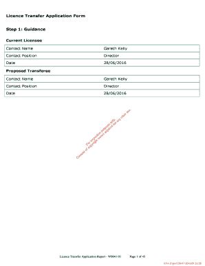 Fillable Online Epa Licence Transfer Application Form Step 1 Guidance