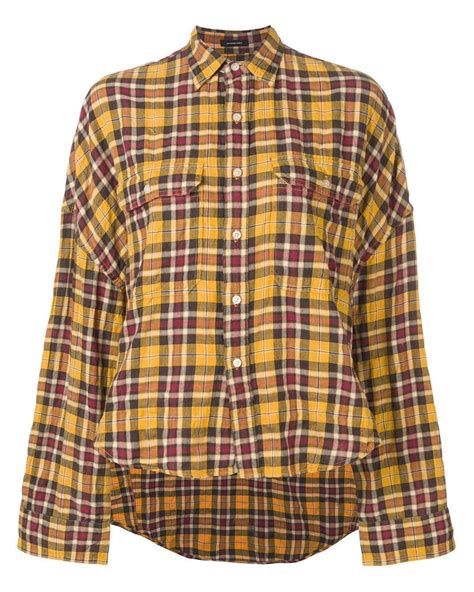 R13 Cropped Plaid Shirt In Yellow Lyst