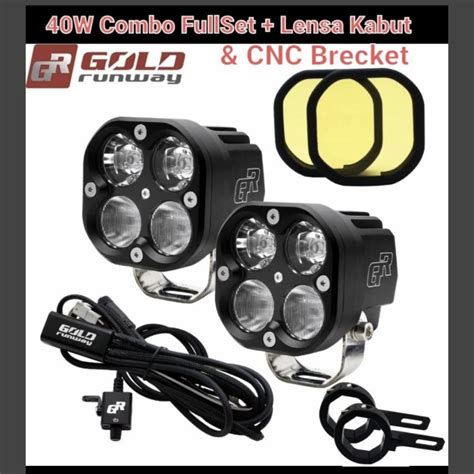 Jual TERMURAH Gold Runway 40x GR X4 Lampu Fog Lamp 40watt Relay Switch