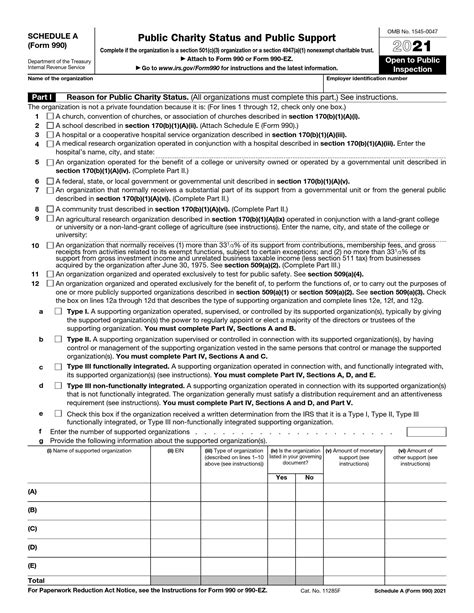 Irs Schedule A Form 990 Or 990 Ez ≡ Fill Out Printable Pdf Forms Online