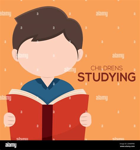 Isolated Boy Childrens Studying School Cartoon Vector Stock Vector