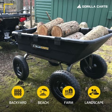 Gorilla Carts Heavy Duty Poly Yard Dump Cart Garden Wagon With 16 Inch