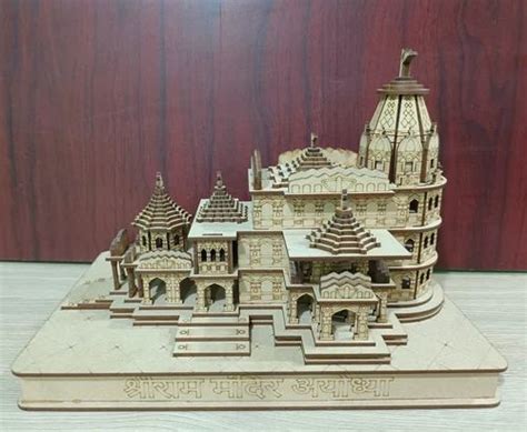 Pine Mdf Light Brown Ram Mandir Ayodhya Wooden D Temple Big X X