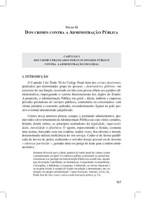 Pdf 727 Título Xi Dos Crimes Contra A Administração Pública Capítulo