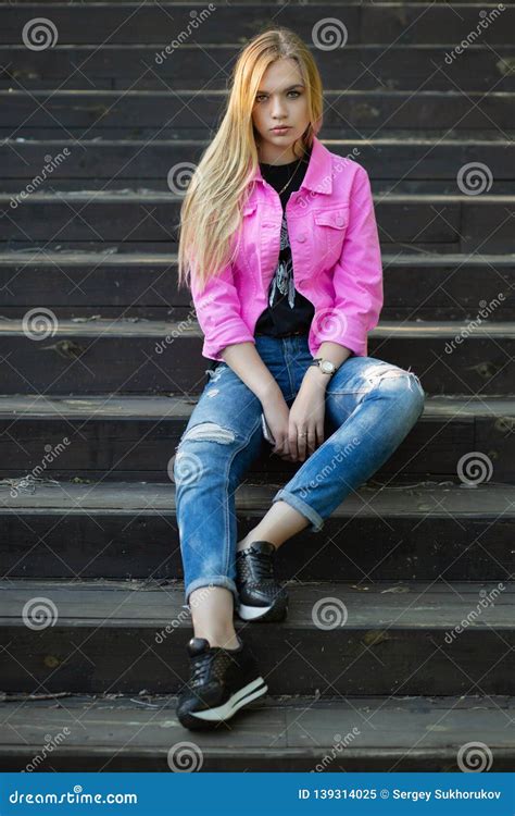 Adorable Blonde Posing Outdoors Stock Image Image Of Fashion Nature