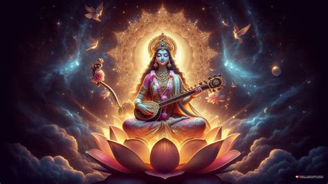 saraswati devi cosmic bg  ai hd wallpaper  pc