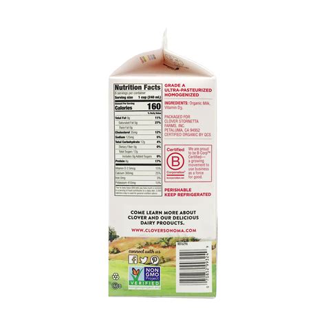 Organic Whole Milk Nutrition Facts