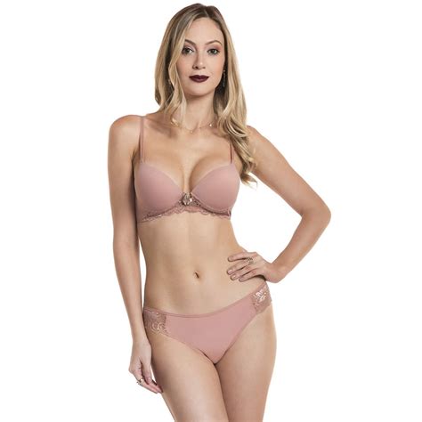 Conjunto de Lingerie Estilo Sedutor em Microfibra e Renda Rosê Compre