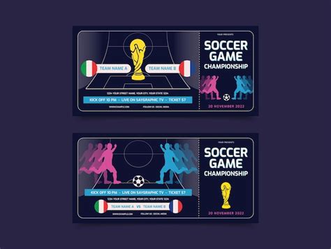 Premium Vector | Soccer game tickets template