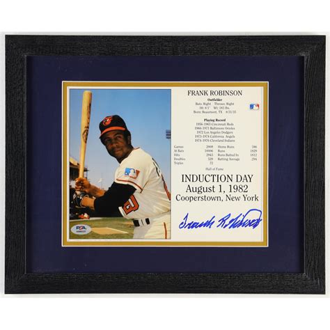 Frank Robinson Signed Custom Framed Hall Of Fame Induction Photo