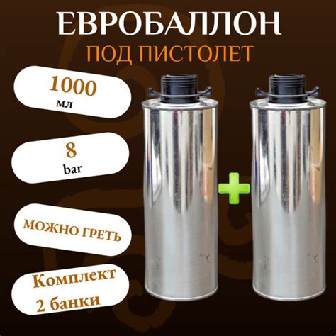 Евробаллон под антигравийный пистолет пустой 1 л 2 шт./ Флакон для ...