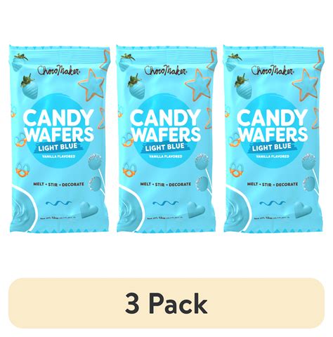 3 Pack Chocomaker Light Blue Vanilla Flavored Candy Wafers 12oz