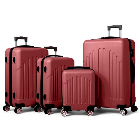 Zimtown 4-Piece Luggage Set, ABS Hardshell Suitcase, Double-Wheeled ...