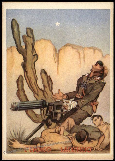 Italy WWII War Hero Sacrifice Afrika Korps Desert Propaganda Card 71483