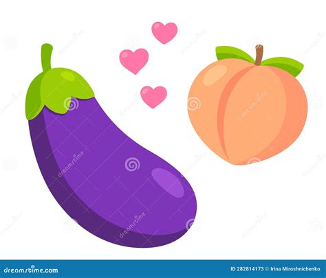 Eggplant And Peach Emoji Stock Vector Illustration Of Vector 282814173