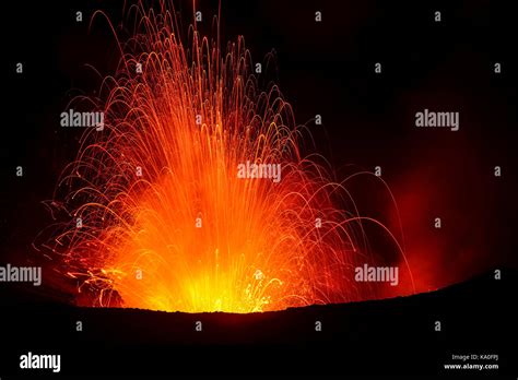 Eruption Volcanic Eruption Night View Volcano Yasur Tanna Island