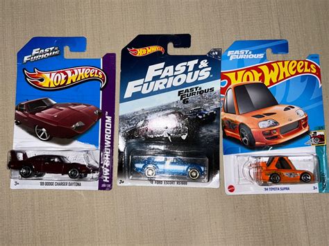 Hot Wheels Fast And Furious Dodge Charger Daytona Ford Escort RS Tooned Toyota Supra