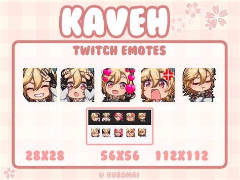 Twitch Emote Pack Genshin Kaveh 5 Emotes Streamer Discord Etsy