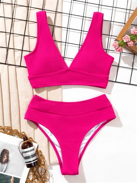 Roseate Plain High Waist Bikini Set Yesstyle Artofit