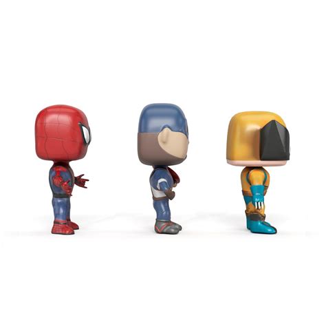 3 Funko Pop Set Of Toys - 3D Model for VRay, Corona