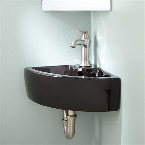 Amelda Porcelain Wall Mount Corner Bathroom Sink Bathroom Design Small Wall Mounted Bathroom