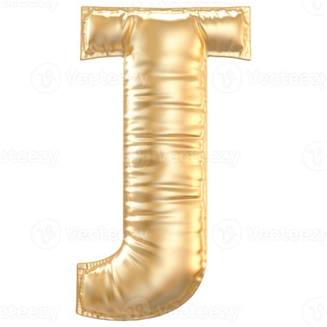 Gold Bubble Letter J Font 3d Render 36305359 Png