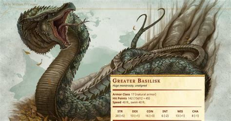 Greater Basilisk Cr10 Mythical Dragons Sword And Sorcery Dnd Monsters