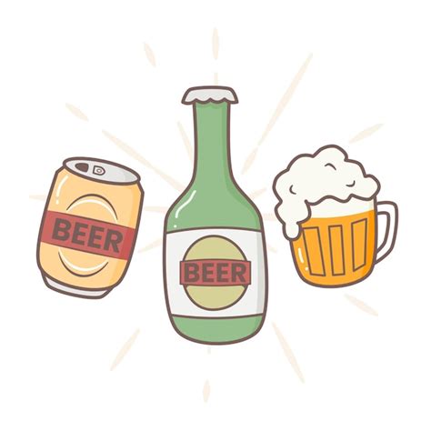 Doodle Do Dia Da Cerveja Vetor Premium