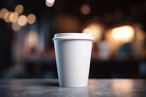 Premium Ai Image Blank White Takeaway Coffee Cup Mockup Template Cafe