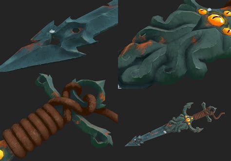 Hand Painted Low Poly Anchor Sword Finished Projects Blender