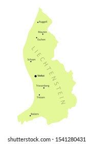 Liechtenstein Isolated Map Main Cities Labels Stock Illustration ...