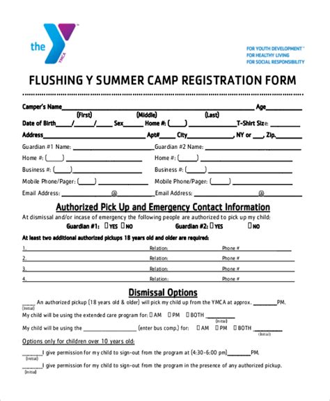 Free Sample Summer Camp Registration Forms In Pdf Excel Word